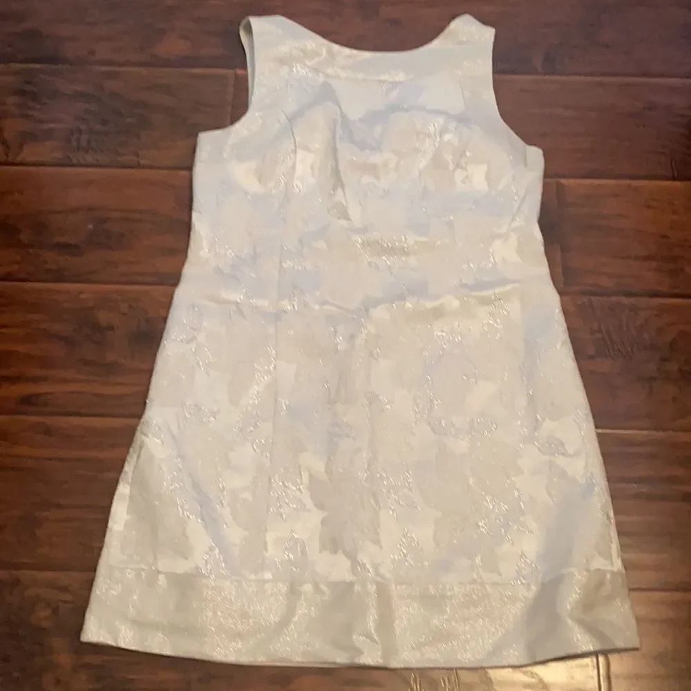 Vintage Bebe Silver Metallic Floral Design Dress Event Party Gala Casino